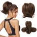 REECHO Messy Bun Hair Piece Claw Clip Hair Bun Short Ponytail Extension with Bendable Metal Wire Fake Bun Hair Pieces for Women - Chocolate Brown
