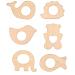 Rosewinec 6 pieces baby bite ring wood baby wooden figures of course wood rings baby childhood diseases handmade trailer kit for diy jewelry craft