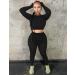 Kaximil Women's Workout Tracksuit Set - Long Sleeve Crop Top & High Waist Legging Pants - X-Large Black - Buy Online on SooperMarket.com
