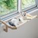 MEWOOFUN Sturdy Cat Window Perch Cat Hammock for Window Cat Window Seat Bed with Reversible Mat No Suction No Drilling Cat Perches Holds Up to 40lbs Beige-Large