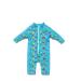 BONVERANO Baby Boys Swimsuit Toddler Bathing Suit Long-Sleeve Zipper One Piece Swimwear with UPF 50+ Sun Protection Lake Blue 9-12 Months