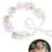 TONAUP Bridal Headband Pearl Flower Headbands for Girl White Eucharist Headpiece Head Vines for Weddings Parties Special Occasions