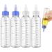 ASTER 4Pcs Oil Applicator Bottle for Hair Squeeze 4 OZ Empty Plastic Bottles Applicator with Twist Top Cap Clear Plastic Refillable Bottle PET Open/Close Nozzle - Multi Purpose(White Blue)