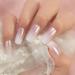 Medium Long Square Pink White Gradient Press on Nails | Full Cover Fake Nails for DIY Manicure | Christmas Nail Art Tips - Buy Online on SooperMarket.com
