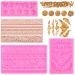 Arcemain 3 Pcs DIY Baroque Style Cake Border Curlicues Silicone Mold Baroque Scroll Lace Fondant Mold Vintage Curlicues Relief Lace Mould for DIY Cake Decoration  Baking  Polymer Clay  Resin  Pink