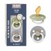 BIBS COLOUR Anatomical Glow Schnuller 2-pack BPA-free.Lights up in the dark jaw -friendly shape.Natural rubber/latex made in Denmark.Size 2 (6-18 months) Sage Glow / Cloud Glow 6-18 months (2 Pack) Sage Glow / Cloud Glow