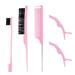 5 Pieces Hair Styling Comb Set Pink - Edges Control Brush  Teasing Bristle Brush  Rat Tail Comb  2pcs Alligator Clips for Back Brushing Slicking Combing - Women Girls Stylists Baby Beauty Accessories