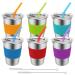 Spill Proof Cups for Kids 6 Pack 12oz Stainless Steel Kids Cups with Straws and Lids Unbreakable Toddler Tumbler Baby Water Drinking Glasses BPA-Free Reusable Metal Smoothie Sippy Mug for Child Adult