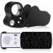 2 Pack Illuminated Jewelers Loupe 30X 60X 90X Portable Eye Loupe Magnifier Lighted Magnifying Glass with Bright LED Light for Jewelry Coins Gems Stamps Watches Rocks Black