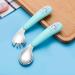 Silent Children Cutlery Set | Curved Handle Stainless Steel Baby Fork & Spoon | Heat-Resistant Self-Learning Feeding Utensils (Green) - Buy Online on SooperMarket.com