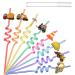 Reusable Construction Theme Birthday Party Straws Construction Theme Plastic Curly Drinking Straws Silly Straws for Kids Tractor Birthday Supplies Party Favors with 2 Pcs Cleaning Brushes(16 Pcs) Construction-2