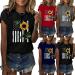Women's Sunflower Graphic T-Shirt | Plus Size Loose Fit Blouse | Short Sleeve Casual Tee | Workout Shirt - Blue, X-Large - Buy Online on SooperMarket.com