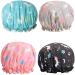 Phoetya 4 Pack Unicorn Shower Caps Double Layer Waterproof Shower Hat Reusable Elastic Band Bath Caps Perfect for Women and Girls Shower Spa