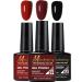Red Gel Nail Polish Set Burgundy Dark Red Black Nail Varnish Sets Rose Red Autumn UV/LED Nail Lamp Soak off Nail Art Manicure Gel Nail Polish Kit for Salon DIY at Home
