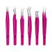 Abdul of Silakor Eyelash Extension Tweezers Set 6 Piece for Volume Lash Extensions Stainless Steel Eyelash Tweezers for Lash Extensions Isolation & Classic Lashes Tweezers Set (Pink)