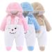 Newborn Baby Cartoon Bear Snowsuit Winter Coat Fleece Hooded Romper Jumpsuit 9-12 Months Pink Rabbit