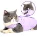 LIANZIMAU Cat Surgery Recovery Suit for Surgical Abdominal Wounds Home Indoor Pet Clothing E-Collar Alternative for Cats After Surgery Pajama Suit Medium (Pack of 1) Purple