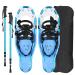 Snowshoes aluminum frame with 3 in 1 shoe size 38-45 to 90-110 kg adjustable hiking sticks mountain equipment hiking on snow slippery snowshoe set with a carrying bag for women and men 63 x 21cm blue