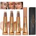 Mrettick 3 Color Liquid Contour Stick Bronzer Liquid Contour Wand Face Highlighter Makeup Brushes Wand Lightweight Natural Super SilkyCream Contour Stick