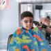 Kids Haircut Cape & Neck Duster Brush Set | Adjustable Blue Dinosaur Barber Cape for Kids - Buy Online on SooperMarket.com