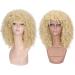 Lady Miranda Blonde Afro Kinky Curly Wig with Bangs | Medium Length Heat Resistant Synthetic Hair Wig for Women | Curly Blonde Wig 0-613 - Buy Online on SooperMarket.com