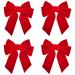 Niuhong 4 Pieces Large Bow Hair Clips Fabric Hair Bow Women Hair Clips Ponytail Holder Girls Bow Tie Hair Bows Clips Hair Bow Headband Velvet Bow Hair Clips Hair Band Red