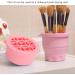 Makeup Brush Cleaner Cup Portable Silicone Scrubber Bowl Efficient Cleaning Drying Rack (Pink) - Buy Online on SooperMarket.com
