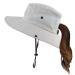 Mukeyo Womens Summer Sun Hat Wide Brim Outdoor UV Protection Hat Foldable Ponytail Bucket Cap for Beach Fishing Hiking Beige