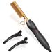 Hot Comb Hair Straightener Heat Pressing Combs - Ceramic Electric Hair Straightening Comb , Curling Iron for Natural Black Hair Beard Wigs Holiday Gift - 3 In1 Gold