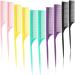 10 Pieces Rat Tail Comb Styling Carbon Heat Resistant Comb Anti Static Teasing Comb for Back Combing Root Teasing Adding Volume Evening Styling (Assorted Color)