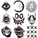 Oottati Waterproof 9 Sheets Back of Hand Fake Temporary Tattoo Stickers - Black Halloween Skull Horror Eye Devil Sun Moon Totem (Halloween)
