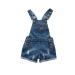 KIDSCOOL SPACE Little Girl Jean Overalls Big Ripped Denim Shortalls 6-7 Years Blue-2034