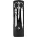 Twin manicure pedicure set 3-part with combination nail scissors for hands and feet 100% leather black 3-part single scissors