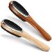 2 Pieces 3 in 1 Lint Cloth Brush Double Sided Garment Brush Lint Remover Brush Shoe Horn Beech Wood Handle for Clothes Wool Coat Couch Pet Hair Random Color