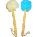 2-Pack Shower Loofah Body & Back Scrubber - Exfoliating Loofah luffa loofa Bath Brush On a Stick - With Long Wooden Handle Back Brush For Men & Women - Easy Reach Body Wash & Lotion Applicator
