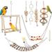 Taecoool 8-part wooden parrot toys parrot bird chewing natural wood hanging bell bird cage rocking toys suitable for nymphensittich finches small paramount