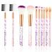 WLLHYF Crystal Makeup Brush Set 10 Pcs Synthetic Fiber Brushes Tools Kit for Foundation Eye Shadow Eyeliner Concealer Blush Lip Blending