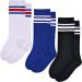 LO SHOKIM Toddler Knee High Soccer Socks - Kids Girls Boys Striped Over the Calf Uniform Stockings 3 Pairs (Black, Blue, White & Red) - Size 5-7 Years - Buy Online on SooperMarket.com