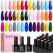 Beetles Gel Nail Polish Set 20 Pcs Neon Nude Orange with Base and Top Coat Fall Soak Off Uv LED Gel Polish Kit Blue Pink Black White Uv Gel Polish for Nail Art Salon Gift for Women Grils Perfect 20