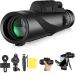 Monocular 80x100 Telescope High Powered for Smartphone Low Night Vision Monoculars with Smartphone Holder & Tripod High Definition for Stargazing Hunting Wildlife Bird Watching Travel Camping