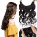 Tess hair parts real hair extensions cheap 1 pcs remy hair extension with wire hair extensions wavy 20 "(50cm) -70g #1b natural black