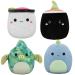 Squishmallows JPT0791 JPT 3.5" 4-Pack Squeaky Plush Dog Toys (Shozo Shun Fletcher Rashad) (Amazon) (polybag) Multicolour