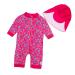 BONVERANO Baby Girls Swimsuit Toddler Bathing Suit Full-Length Zipper One Piece Swimwear with UPF 50+ Sun Protection Rose 2-3 Years