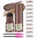 YFULFILL Eyebrow Stencil Kit for Beginners  Dark Brown Eyebrow Stamp Stencil Kit Waterproof with Sponge Applicator  Perfect Water Resistant Eyebrow Powder Stamp