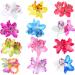 12 Pack Fake Artificial Silk Orchid Flower Hair Clips Floral Barrettes With Alligator Brooch Pins Tropical Hair Pieces Tailand Beach Holiday Wedding Hairstyle Hawaiian Party Accessory for Women Girl