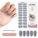 Kalolary 20PCS Nail Gel Polish Strips Gray Full Wraps Nail Polish Stickers Cured Gel Nail Strips Self-Adhesive Gel Nail Wrap Stickers Decals with Nail File and Stick(UV/LED Lamp Required)