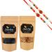 Jaiccha Ghasitaram Rakhi Gifts for Brothers Rakhi Dryfruits - Blueberry 100 GMS and Almonds 100 GMS Pouch with 2 Rudraksh Rakhis