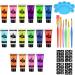 AOOWU UV Glow Face Body Paint Set - 16 Neon Fluorescent Colors - Non-Toxic Makeup Kit for Adults & Kids - Perfect for Parties & Carnivals - Buy Online on SooperMarket.com