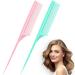 2 Pieces Rat Tail Fine Tooth Comb Carbon Fiber Teasing Styling Comb Anti Static Heat Resistant Tail Comb for Back Combing Root Teasing Adding Volume Evening Styling Women Men (Pink, Green)