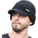 Winter Beanie with Visor & Earflaps for Men - Outdoor Fleece Hat Scarf Set in Black - Buy Online on SooperMarket.com